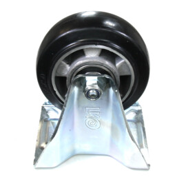 Fixed-wheel wheel, diameter 125 mm, elastic rubber tire, load capacity up to 250 kg