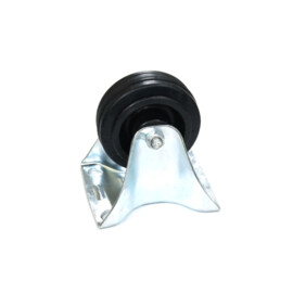 Fixed-wheel wheel, diameter 80 mm, black rubber tire, load capacity up to 65 kg, polypropylene core