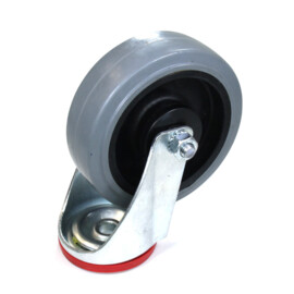 Swivel castor, diameter 125 mm, elastic rubber tire, load capacity up to 200 kg