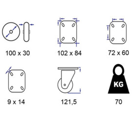Swivel Castor with Brake Metal RIM 100 mm