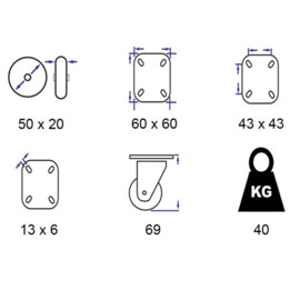 Swivel Castor with Brake 50 mm PU
