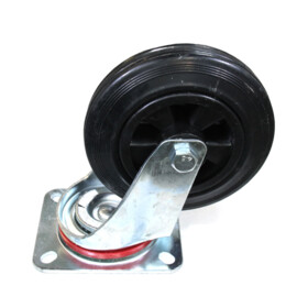 Swivel castor, diameter 160 mm, black rubber tire, load capacity up to 180 kg, polypropylene core