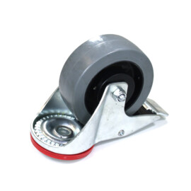 Swivel castor with brake, diameter of 100 m elastic rubber tire, load capacity up to 150 kg