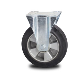 Fixed-wheel wheel, diameter 200 mm, elastic rubber tire, load capacity up to 400 kg