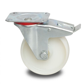 Swivel castor with brake, 100 mm diameter, polyamide wheel, load capacity up to 200 kg