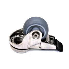 Swivel castor with brake, 50 mm diameter, thermoplastic rubber tire, load capacity up to 50 kg