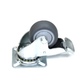 Swivel castor with brake, 50 mm diameter, non-marking rubber tire, load capacity up to 50 kg